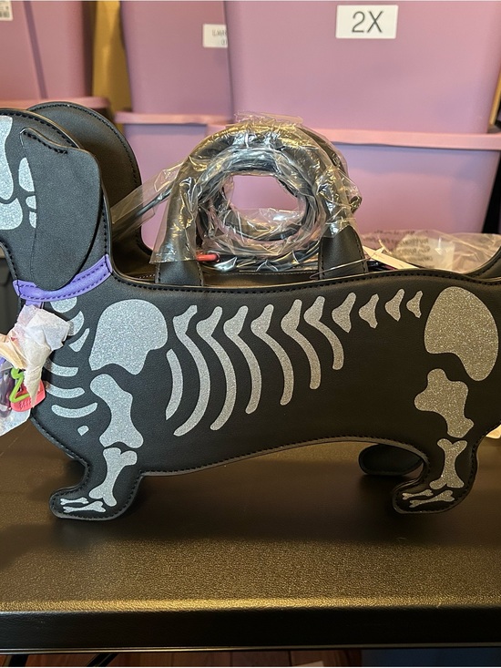 Betsey Johnson Handbags - Betsey Johnson Black Crossbody Dachshund Skeleton Bag with Silver Accents